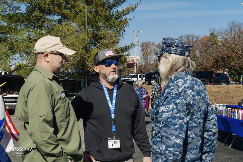 Andre speaking to veterans at an event