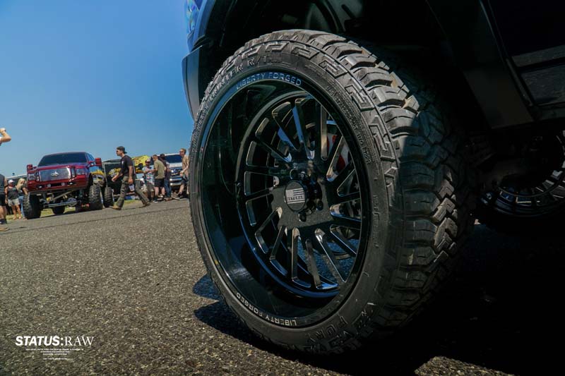 Lifter pickup truck huge tire.