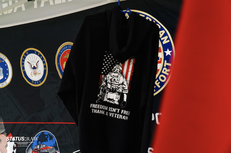 Hoodie with soldier design and American flag