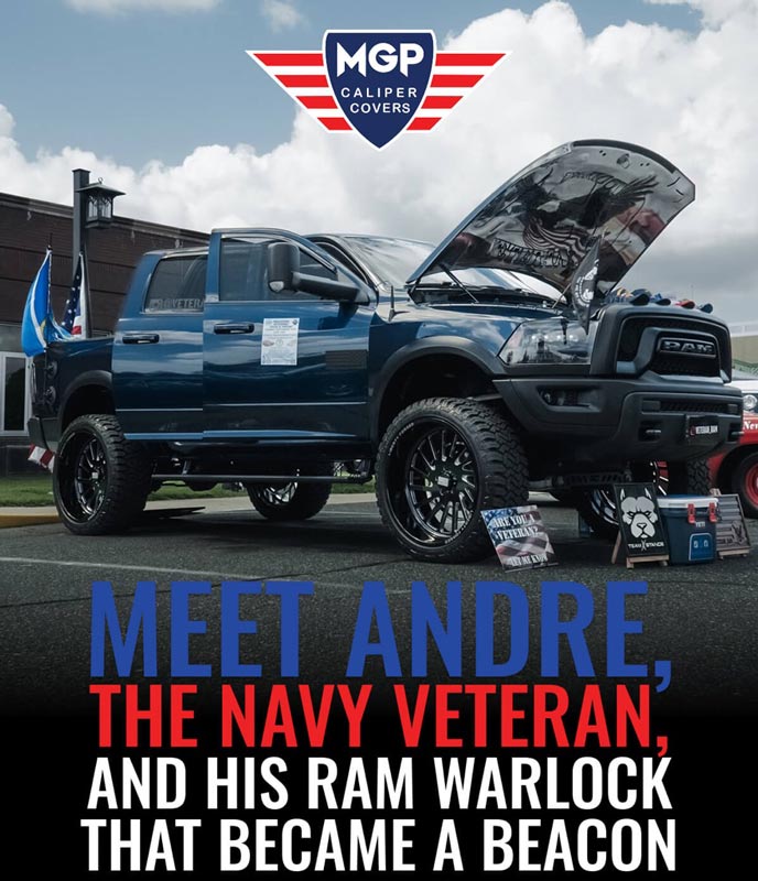 Lifted Ram Warlock truck with veteran feature graphic.
